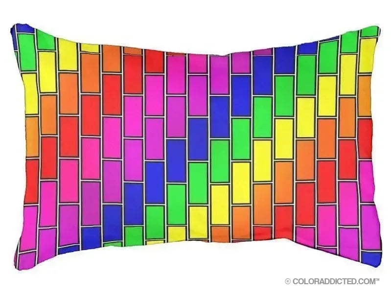 Dog Beds-BRICK WALL #2 Indoor/Outdoor Dog Beds-Multicolor Bright-from COLORADDICTED.COM-