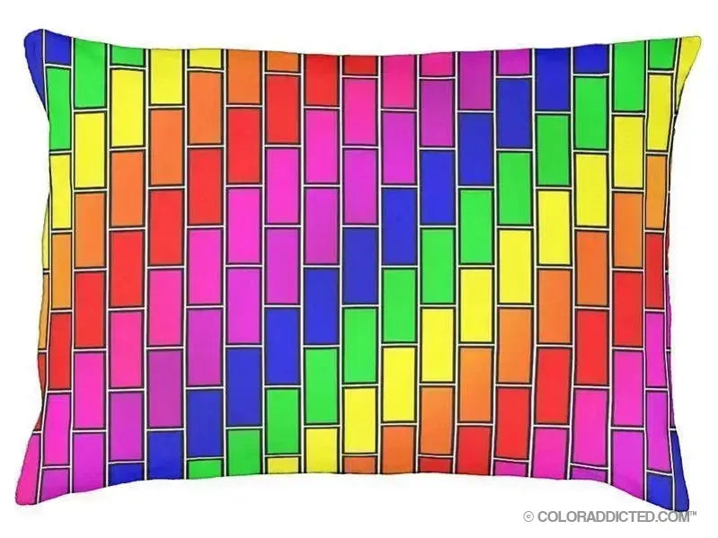Dog Beds-BRICK WALL #2 Indoor/Outdoor Dog Beds-Multicolor Bright-from COLORADDICTED.COM-