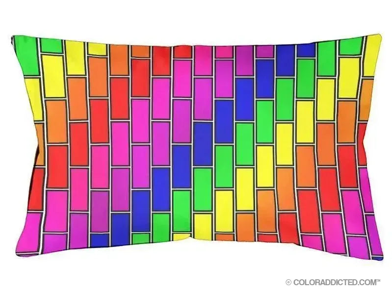 Dog Beds-BRICK WALL #2 Indoor/Outdoor Dog Beds-Multicolor Bright-from COLORADDICTED.COM-