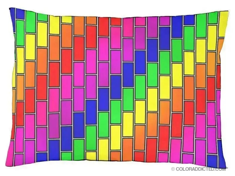 Dog Beds-BRICK WALL #2 Indoor/Outdoor Dog Beds-Multicolor Bright-from COLORADDICTED.COM-