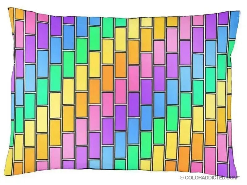 Dog Beds-BRICK WALL #2 Indoor/Outdoor Dog Beds-Multicolor Light-from COLORADDICTED.COM-