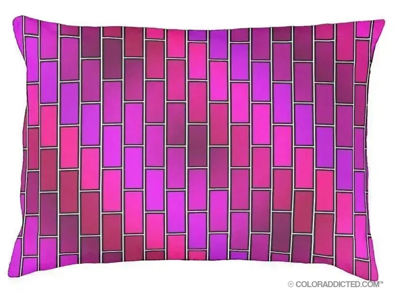 Dog Beds-BRICK WALL #2 Indoor/Outdoor Dog Beds-Purples, Fuchsias, Violets & Magentas-from COLORADDICTED.COM-