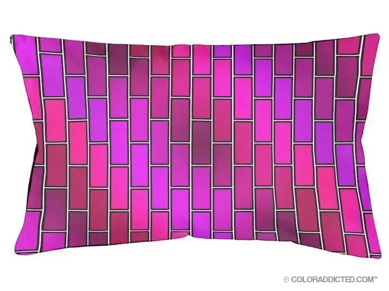 Dog Beds-BRICK WALL #2 Indoor/Outdoor Dog Beds-Purples, Fuchsias, Violets & Magentas-from COLORADDICTED.COM-
