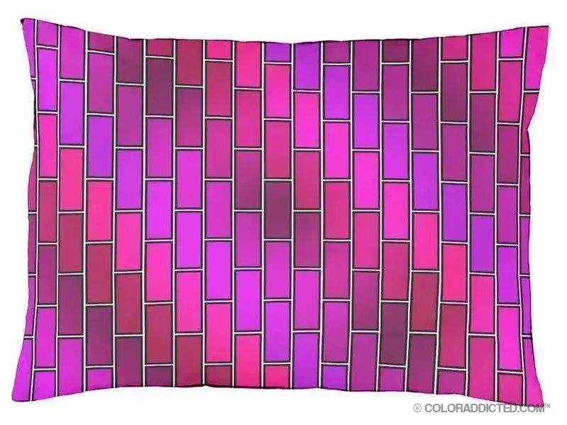 Dog Beds-BRICK WALL #2 Indoor/Outdoor Dog Beds-Purples, Fuchsias, Violets & Magentas-from COLORADDICTED.COM-
