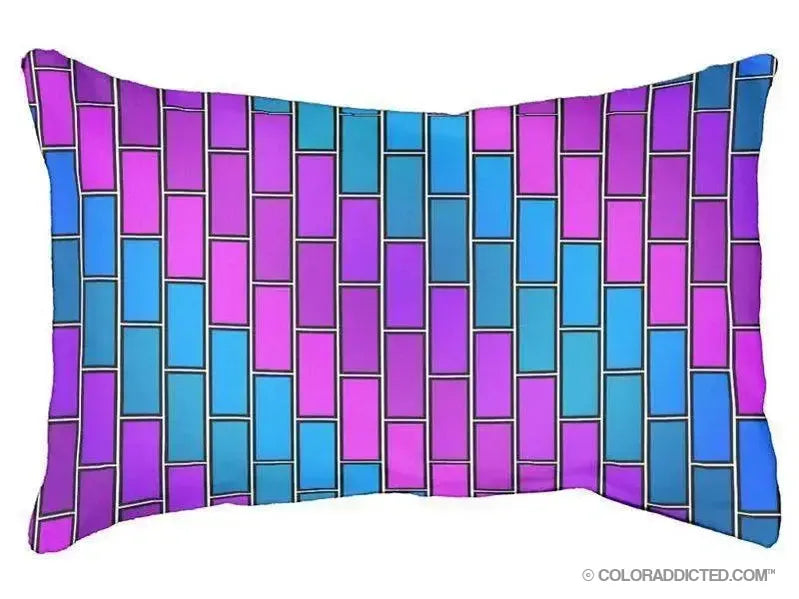 Dog Beds-BRICK WALL #2 Indoor/Outdoor Dog Beds-Purples, Violets & Turquoises-from COLORADDICTED.COM-