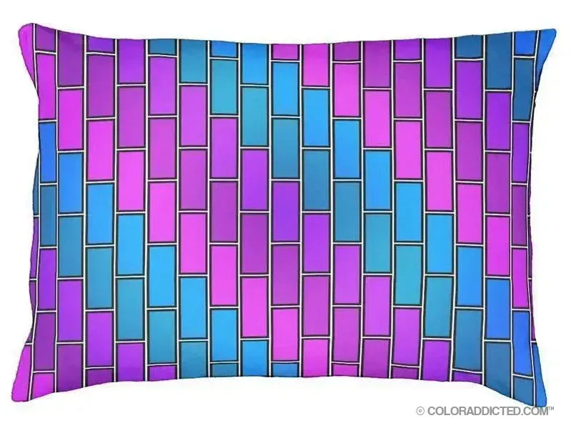 Dog Beds-BRICK WALL #2 Indoor/Outdoor Dog Beds-Purples, Violets & Turquoises-from COLORADDICTED.COM-