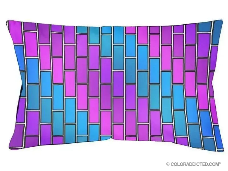 Dog Beds-BRICK WALL #2 Indoor/Outdoor Dog Beds-Purples, Violets & Turquoises-from COLORADDICTED.COM-