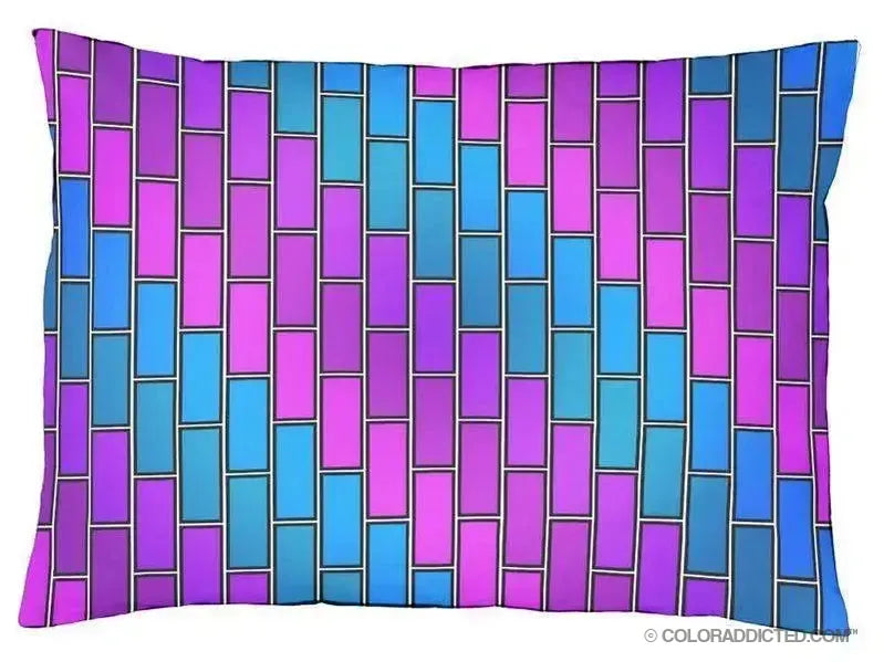 Dog Beds-BRICK WALL #2 Indoor/Outdoor Dog Beds-Purples, Violets & Turquoises-from COLORADDICTED.COM-