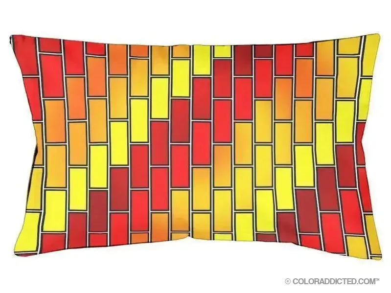 Dog Beds-BRICK WALL #2 Indoor/Outdoor Dog Beds-Reds, Oranges & Yellow-from COLORADDICTED.COM-