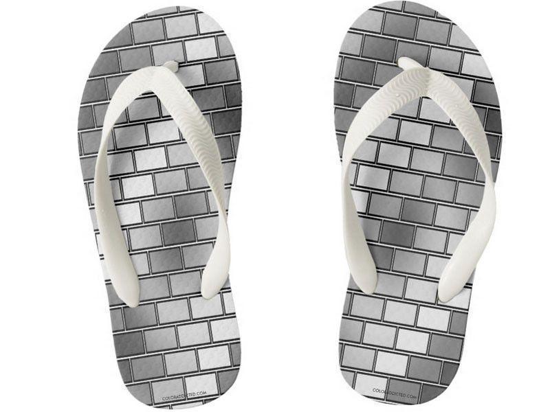 Kids Flip Flops-BRICK WALL #2 Kids Flip Flops-Grays &amp; White-from COLORADDICTED.COM-