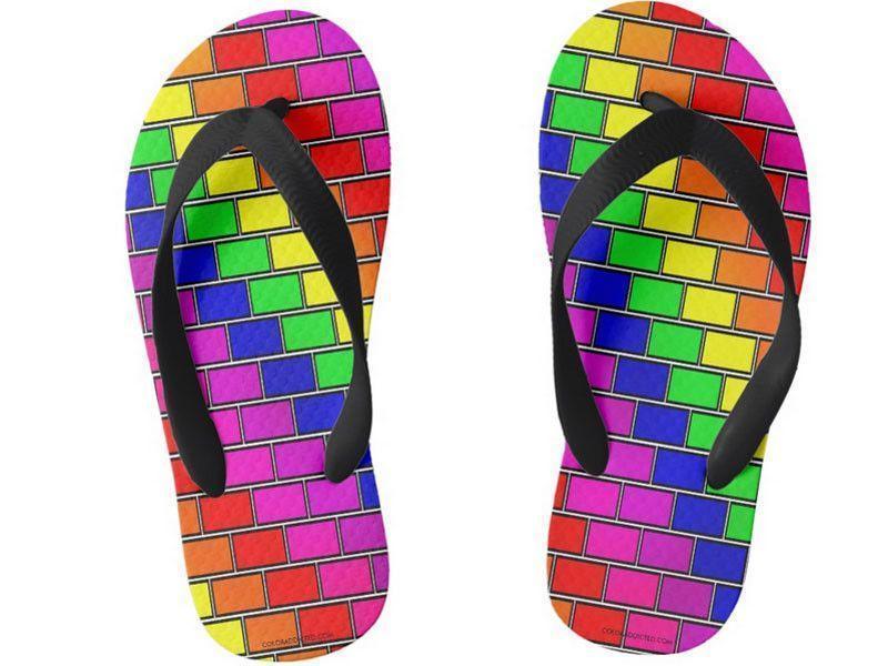 Kids Flip Flops-BRICK WALL #2 Kids Flip Flops-Multicolor Bright-from COLORADDICTED.COM-