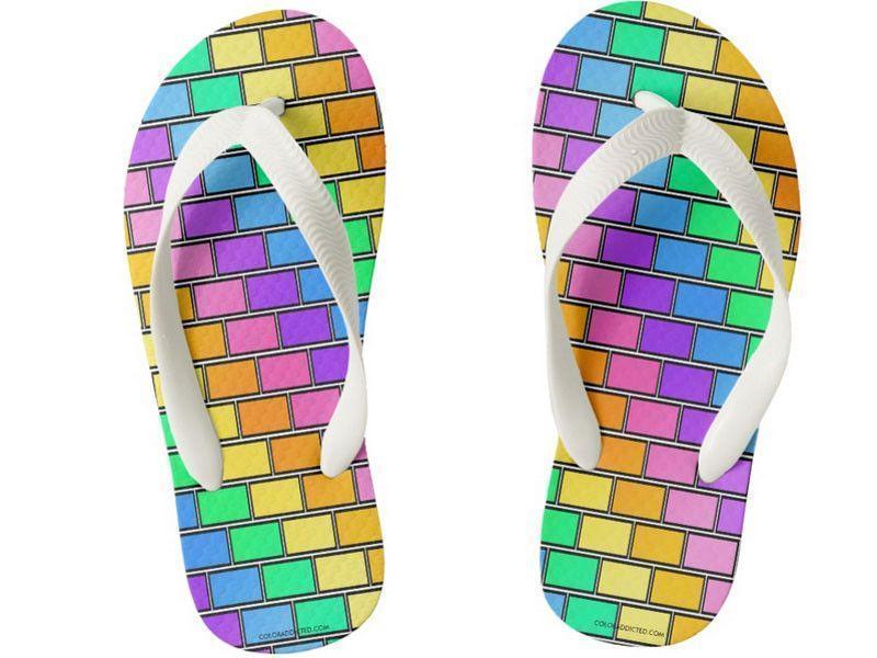 Kids Flip Flops-BRICK WALL #2 Kids Flip Flops-Multicolor Light-from COLORADDICTED.COM-