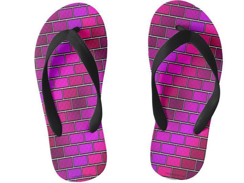 Kids Flip Flops-BRICK WALL #2 Kids Flip Flops-Purples &amp; Fuchsias &amp; Violets &amp; Magentas-from COLORADDICTED.COM-