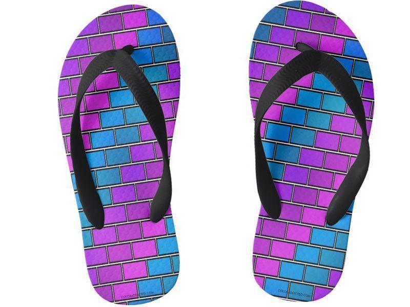 Kids Flip Flops-BRICK WALL #2 Kids Flip Flops-Purples &amp; Violets &amp; Fuchsias &amp; Turquoises-from COLORADDICTED.COM-