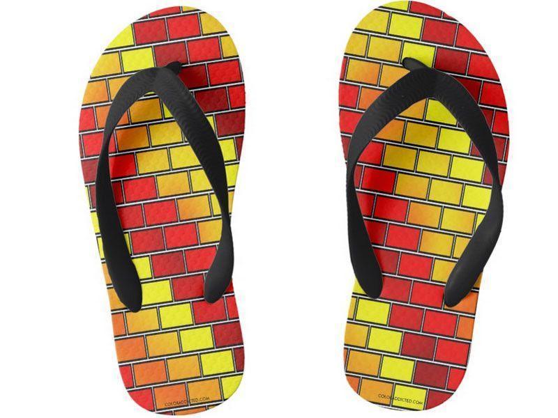 Kids Flip Flops-BRICK WALL #2 Kids Flip Flops-Reds &amp; Oranges &amp; Yellows-from COLORADDICTED.COM-