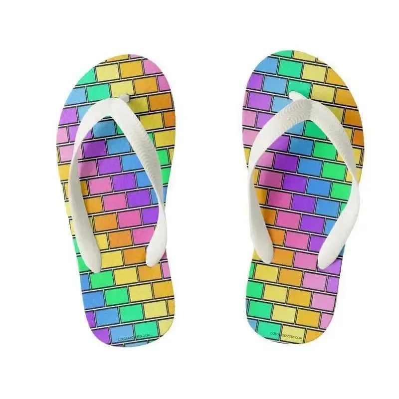 Kids Flip Flops-BRICK WALL #2 Kids Flip Flops-from COLORADDICTED.COM-