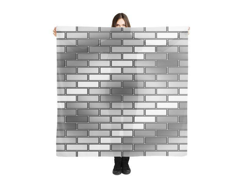 Large Square Scarves &amp; Shawls-BRICK WALL #2 Large Square Scarves &amp; Shawls-Grays &amp; White-from COLORADDICTED.COM-