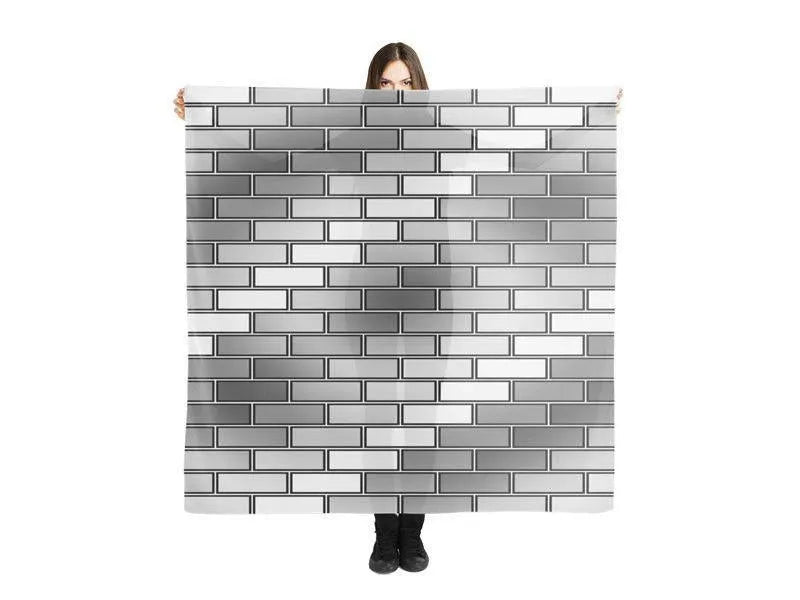 Large Square Scarves & Shawls-BRICK WALL #2 Large Square Scarves & Shawls-Grays & White-from COLORADDICTED.COM-