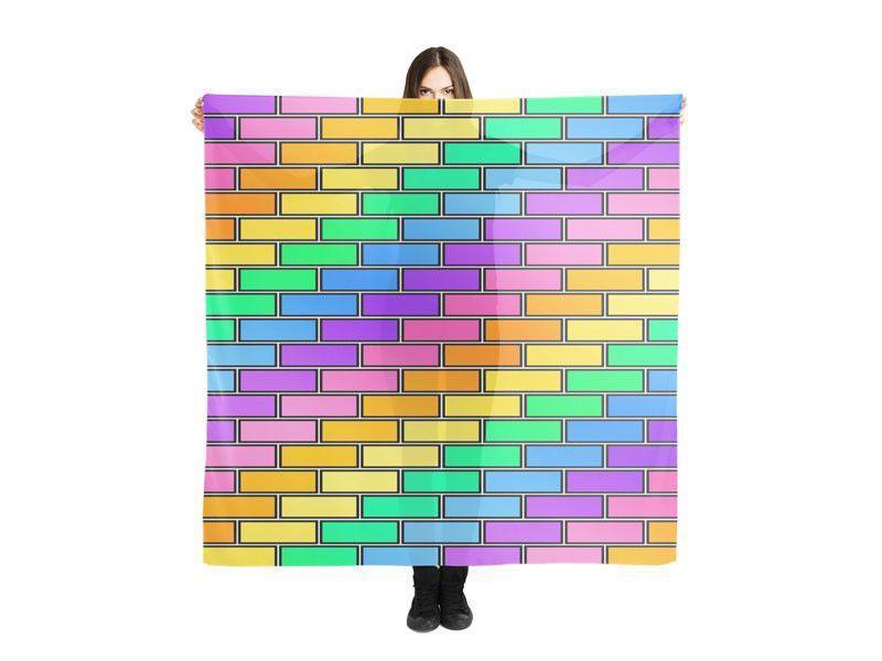 Large Square Scarves &amp; Shawls-BRICK WALL #2 Large Square Scarves &amp; Shawls-Multicolor Light-from COLORADDICTED.COM-