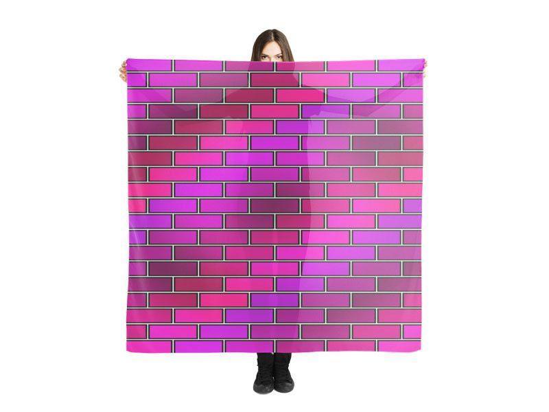 Large Square Scarves &amp; Shawls-BRICK WALL #2 Large Square Scarves &amp; Shawls-Purples &amp; Fuchsias &amp; Violets &amp; Magentas-from COLORADDICTED.COM-
