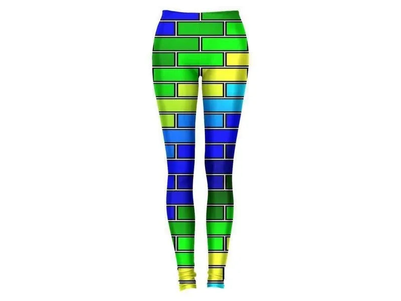 Leggings-BRICK WALL #2 Leggings-Blues & Greens-from COLORADDICTED.COM-