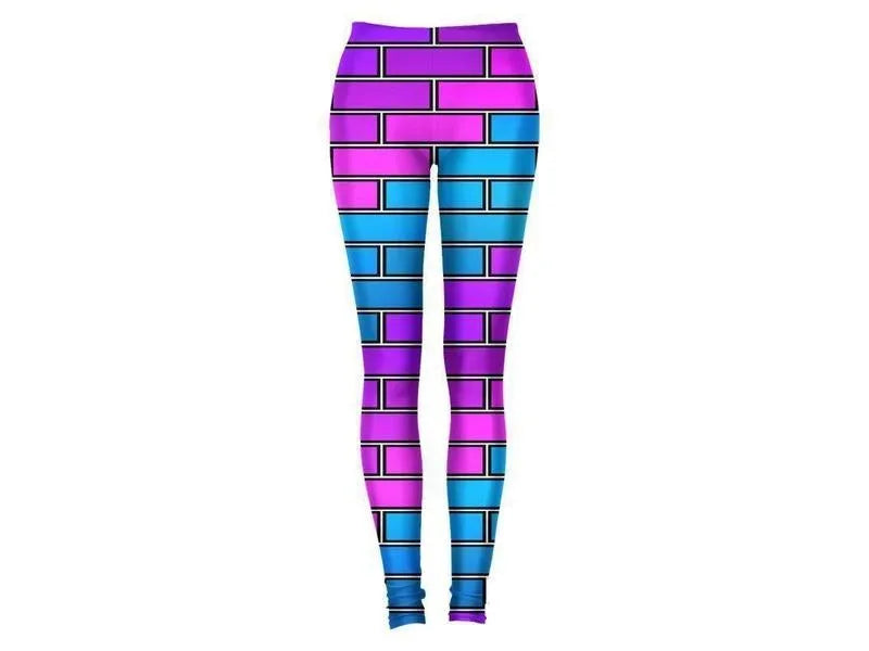 Leggings-BRICK WALL #2 Leggings-Purples & Violets & Fuchsias & Turquoises-from COLORADDICTED.COM-