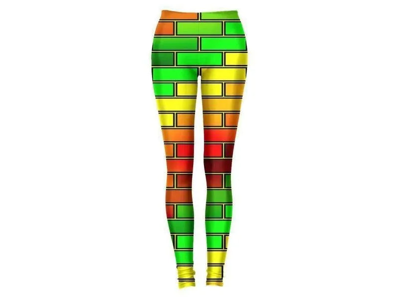 Leggings-BRICK WALL #2 Leggings-Reds & Oranges & Yellows & Greens-from COLORADDICTED.COM-