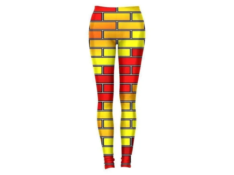 Leggings-BRICK WALL #2 Leggings-Reds & Oranges & Yellows-from COLORADDICTED.COM-