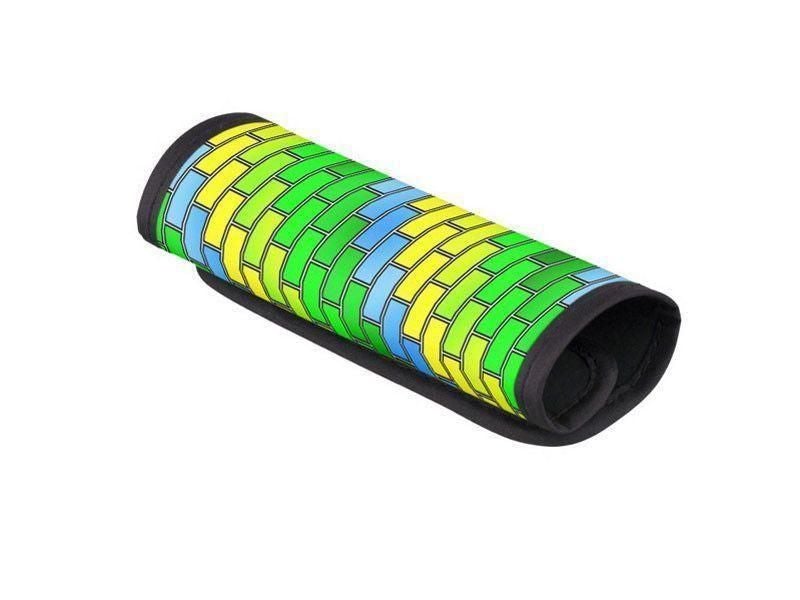 Luggage Handle Wraps-BRICK WALL #2 Luggage Handle Wraps-Greens &amp; Yellows &amp; Light Blues-from COLORADDICTED.COM-