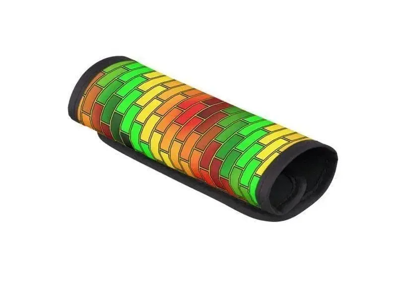 Luggage Handle Wraps-BRICK WALL #2 Luggage Handle Wraps-Reds & Oranges & Yellows & Greens-from COLORADDICTED.COM-