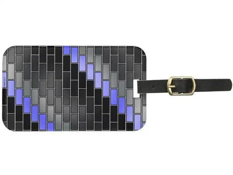 Luggage Tags-BRICK WALL #2 Luggage Tags-Black, Grays & Light Blues-from COLORADDICTED.COM-