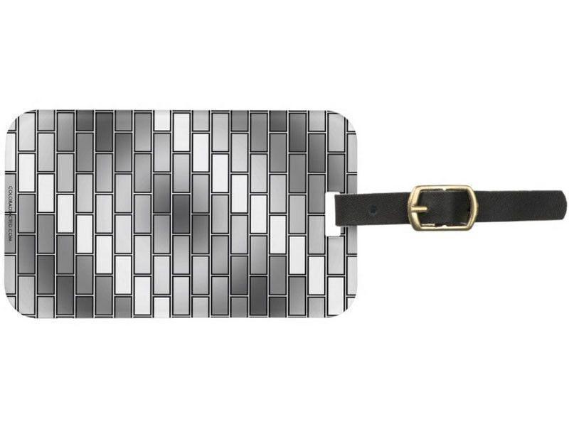 Luggage Tags-BRICK WALL #2 Luggage Tags-Grays &amp; White-from COLORADDICTED.COM-