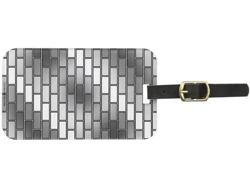 Luggage Tags-BRICK WALL #2 Luggage Tags-Grays & White-from COLORADDICTED.COM-