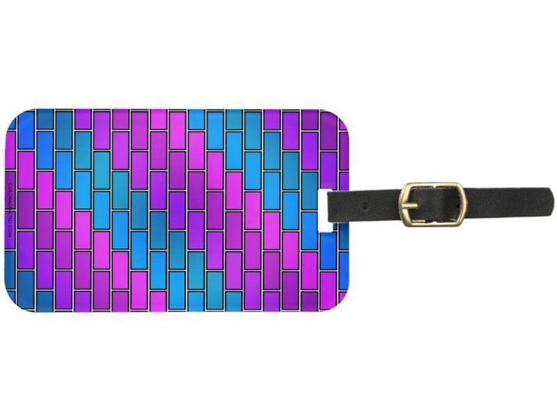 Luggage Tags-BRICK WALL #2 Luggage Tags-Purples, Violets, Fuchsias &amp; Turquoises-from COLORADDICTED.COM-