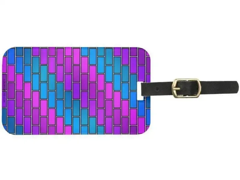 Luggage Tags-BRICK WALL #2 Luggage Tags-Purples, Violets, Fuchsias & Turquoises-from COLORADDICTED.COM-