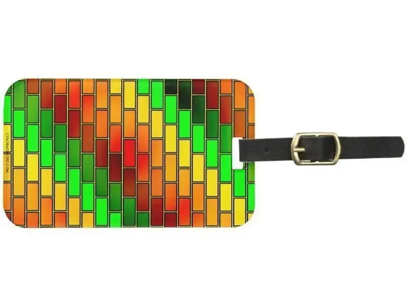 Luggage Tags-BRICK WALL #2 Luggage Tags-Reds, Oranges, Yellows & Greens-from COLORADDICTED.COM-
