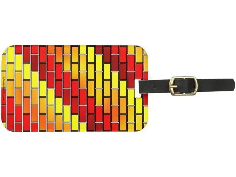 Luggage Tags-BRICK WALL #2 Luggage Tags-Reds, Oranges & Yellows-from COLORADDICTED.COM-