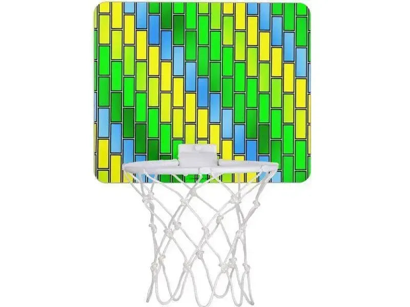 Mini Basketball Hoops-BRICK WALL #2 Mini Basketball Hoops-Greens & Yellows & Light Blues-from COLORADDICTED.COM-