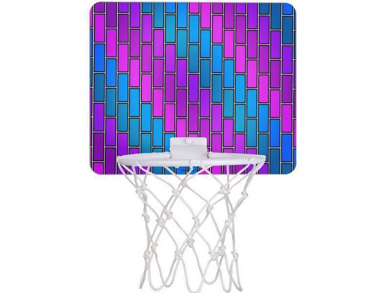 Mini Basketball Hoops-BRICK WALL #2 Mini Basketball Hoops-Purples &amp; Violets &amp; Fuchsias &amp; Turquoises-from COLORADDICTED.COM-