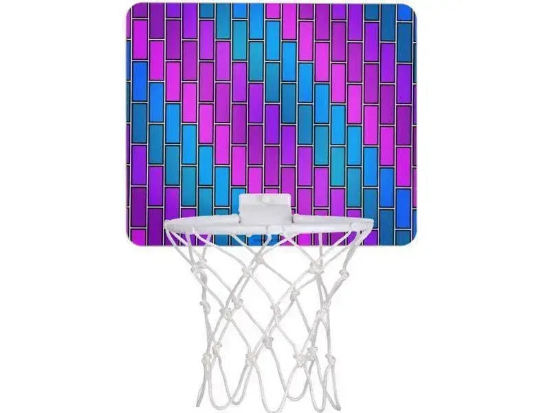 Mini Basketball Hoops-BRICK WALL #2 Mini Basketball Hoops-Purples & Violets & Fuchsias & Turquoises-from COLORADDICTED.COM-