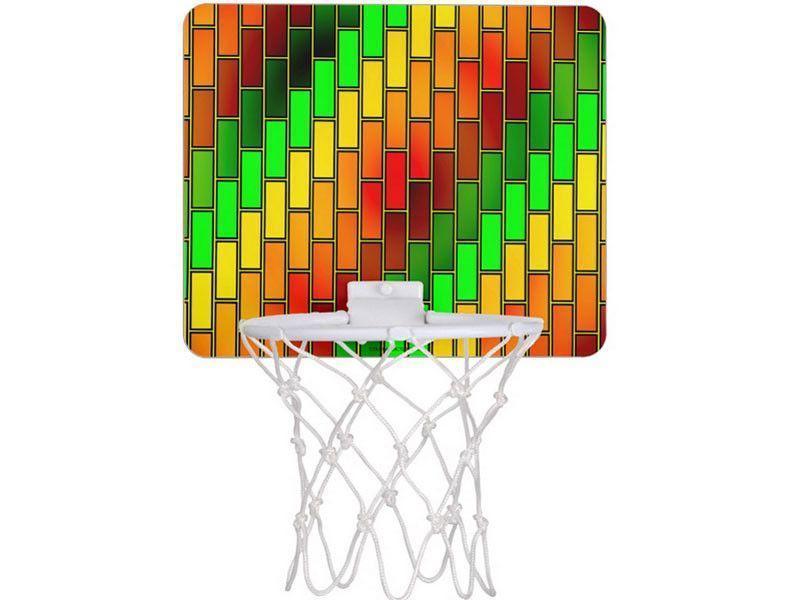 Mini Basketball Hoops-BRICK WALL #2 Mini Basketball Hoops-Reds &amp; Oranges &amp; Yellows &amp; Greens-from COLORADDICTED.COM-