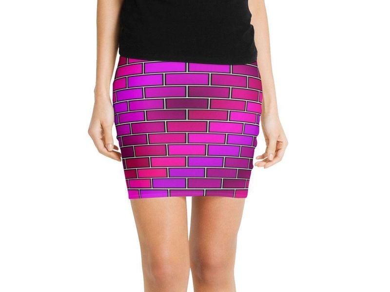 Mini Pencil Skirts-BRICK WALL #2 Mini Pencil Skirts-Purples &amp; Fuchsias &amp; Violets &amp; Magentas-from COLORADDICTED.COM-