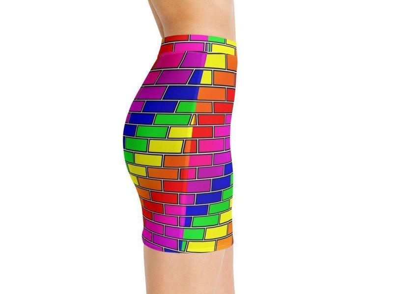 Mini Pencil Skirts-BRICK WALL #2 Mini Pencil Skirts-Multicolor Bright-from COLORADDICTED.COM-