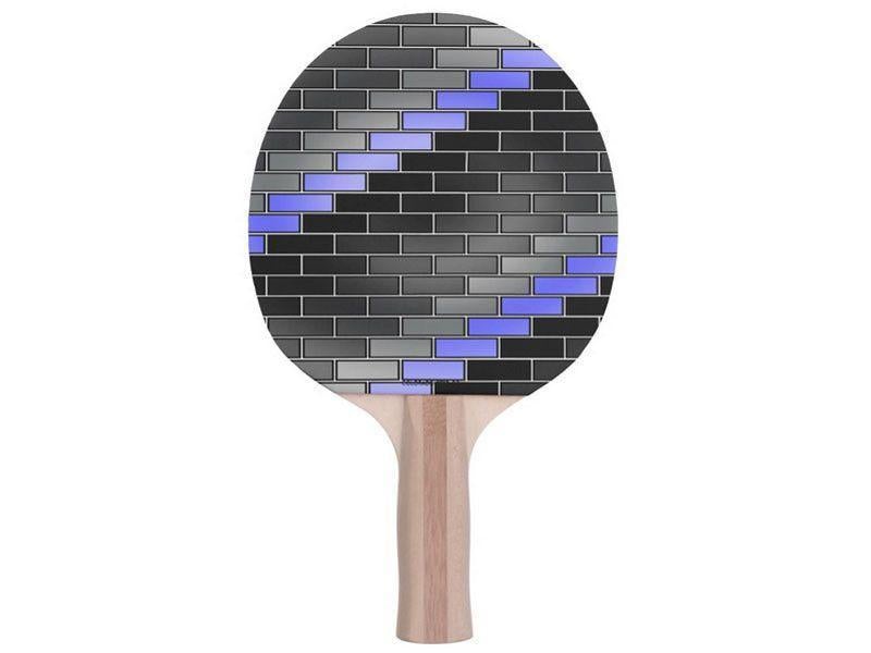 Ping Pong Paddles-BRICK WALL #2 Ping Pong Paddles-Black &amp; Grays &amp; Light Blues-from COLORADDICTED.COM-