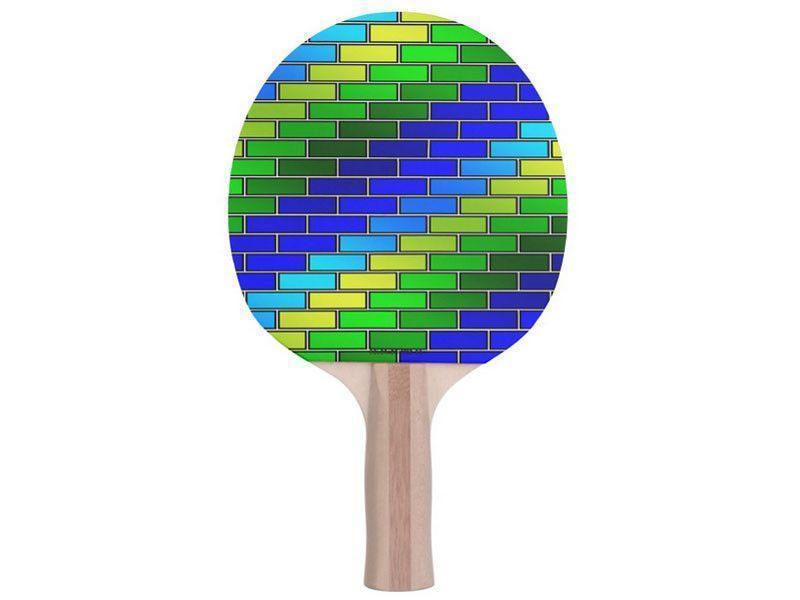 Ping Pong Paddles-BRICK WALL #2 Ping Pong Paddles-Blues &amp; Greens-from COLORADDICTED.COM-