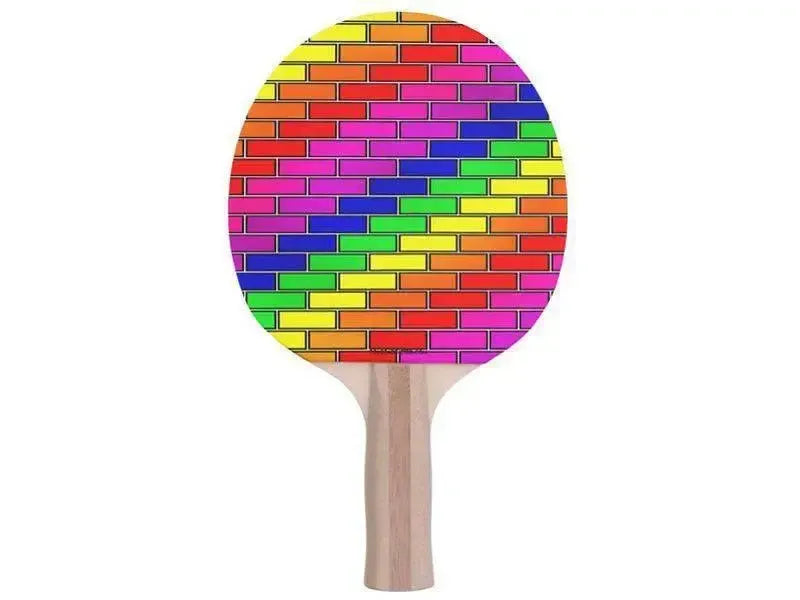 Ping Pong Paddles-BRICK WALL #2 Ping Pong Paddles-Multicolor Bright-from COLORADDICTED.COM-