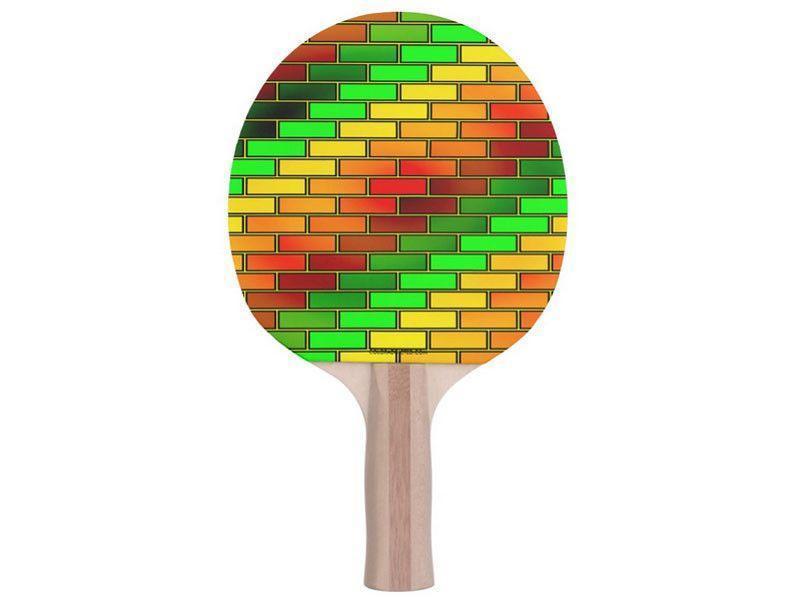 Ping Pong Paddles-BRICK WALL #2 Ping Pong Paddles-Reds &amp; Oranges &amp; Yellows &amp; Greens-from COLORADDICTED.COM-