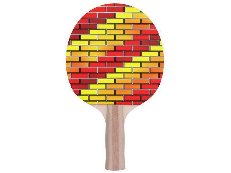 Ping Pong Paddles-BRICK WALL #2 Ping Pong Paddles-Reds &amp; Oranges &amp; Yellows-from COLORADDICTED.COM-