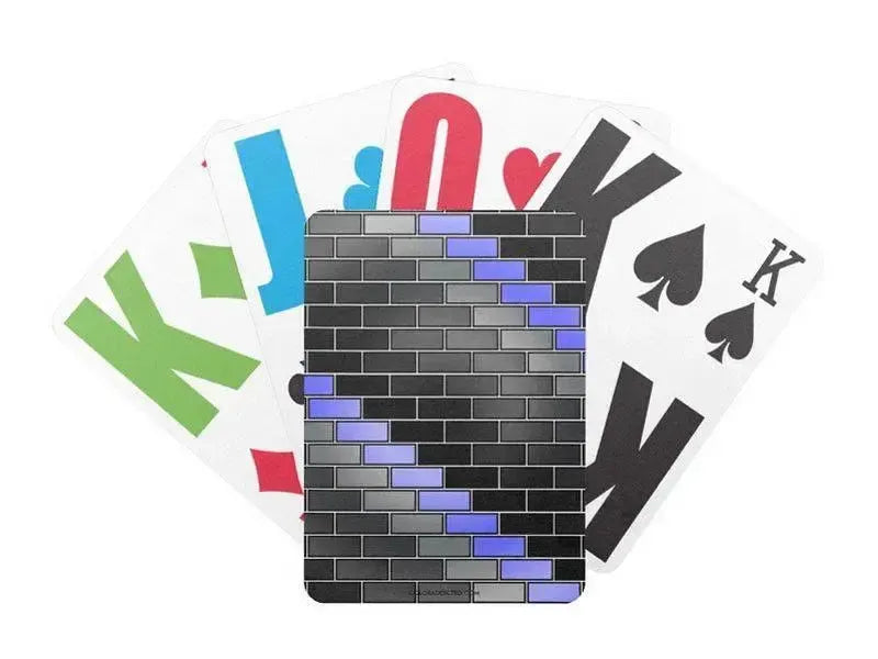 Playing Cards-BRICK WALL #2 Premium Bicycle® E-Z See® LoVision® Playing Cards for visually impaired players-Black & Grays & Light Blues-from COLORADDICTED.COM-