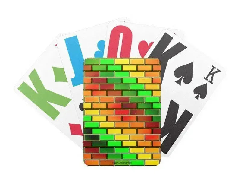 Playing Cards-BRICK WALL #2 Premium Bicycle® E-Z See® LoVision® Playing Cards for visually impaired players-Reds & Oranges & Yellows & Greens-from COLORADDICTED.COM-
